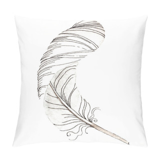 Personality  White Bird Feather From Wing Isolated. Aquarelle Feather For Background, Texture. Watercolor Background Illustration Set. Watercolour Drawing Fashion Aquarelle Isolated. Pillow Covers