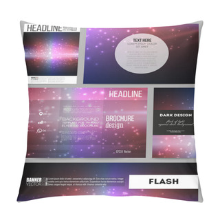 Personality  Set Of Business Templates For Presentation, Brochure, Flyer, Banner Or Booklet. Flashes Against Dark Background Pillow Covers