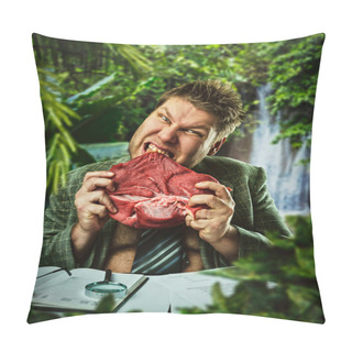 Personality  Man Eating Red Fresh Meat Pillow Covers