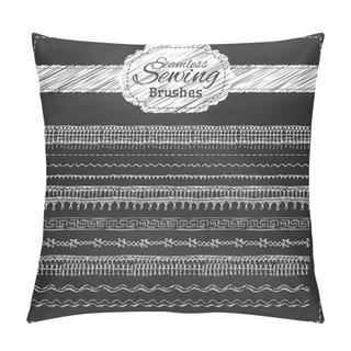 Personality  Vector Set Of Chalk Sewing Brushes.  Pillow Covers