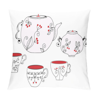 Personality  Tea Set Pillow Covers