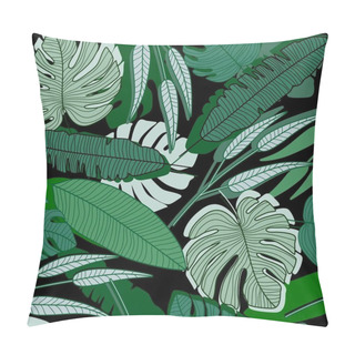 Personality  Jungle Palm Leaf Seamless Pattern. Ttropical Palm Leaves Wallpaper. Pillow Covers