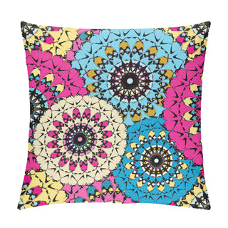 Personality  Seamless Pattern In Oriental Style Colorful Ornamental Background With Mandala Elements Islam Arabic Asian Motifs Pillow Covers