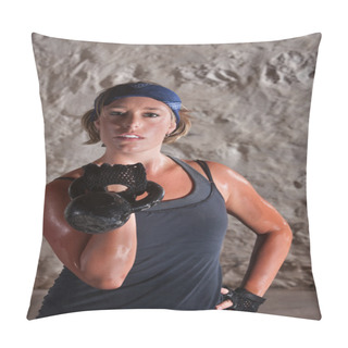 Personality Confident Blonde Holding A Weight Pillow Covers