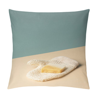 Personality  Bath Glove With Soap On Beige And Grey, Zero Waste Concept  Pillow Covers