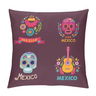 Personality  Mexico Music, Skull And Food Elements Pillow Covers