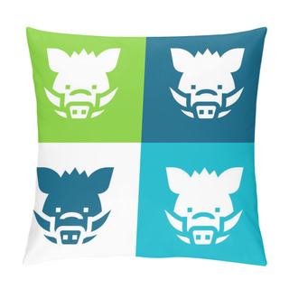 Personality  Boar Flat Four Color Minimal Icon Set Pillow Covers