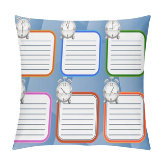 Personality  School Schedule For Six Days With Alarms Showing Different Times On A Blue Background Pillow Covers