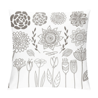 Personality Vector Hand Drawn Vintage Floral Elements. Set Of Flowers. Pillow Covers