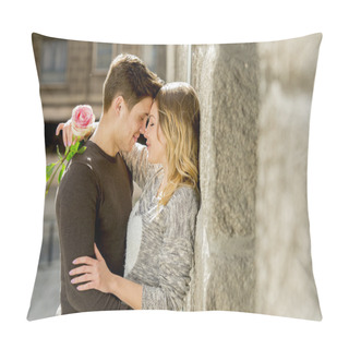 Personality  Beautiful Couple In Love Kissing On Street Alley Celebrating Valentines Day Pillow Covers