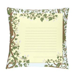 Personality  Greeting Card With Botanical Ornament Of Stems, White Flowers And Green Leaves. Elements Of The Plant Actinidia Colomikta. Pillow Covers