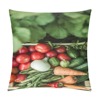 Personality  Woman Gathering Ripe Vegetables In The Garden. Pillow Covers
