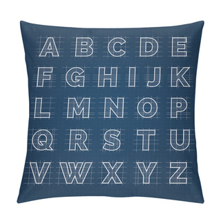 Personality  Blueprint Drafting Alphabet Pillow Covers