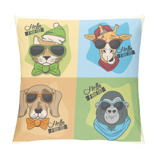 Personality  Funny Animals With Sunglasses Cool Style Pillow Covers