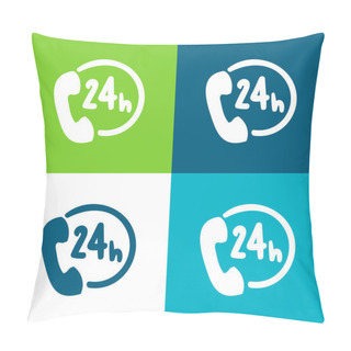 Personality  24 Hours Flat Four Color Minimal Icon Set Pillow Covers