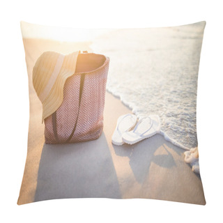 Personality  Bag With Sunhat And Flip Flop Pillow Covers