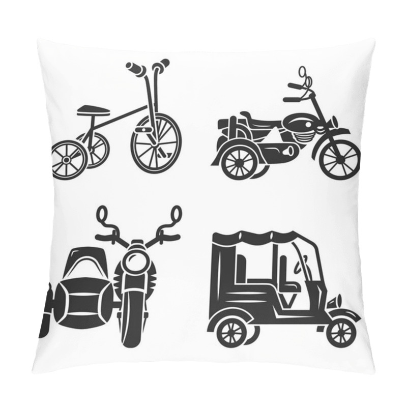 Personality  Tricycle Icon Set, Simple Style Pillow Covers