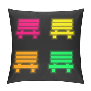 Personality  Bench Four Color Glowing Neon Vector Icon Pillow Covers