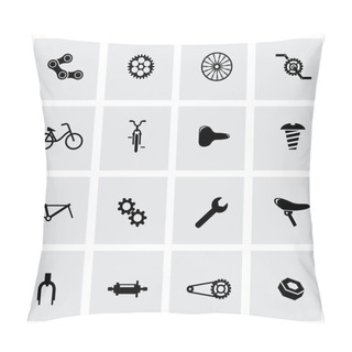 Personality  Vector Black Bicycle Icon Set Pillow Covers