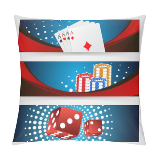 Personality  Vector Illustration Poker Gambling Chips Poster. Poker Collection With Chips, Dices, Cards Pillow Covers