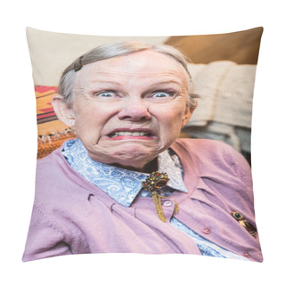 Personality  Woman Making A Scary Face Pillow Covers