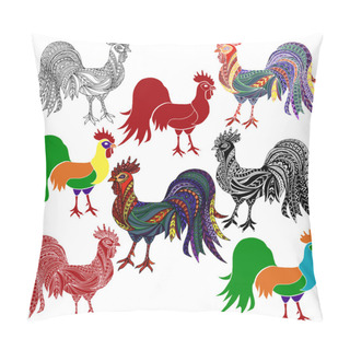 Personality  Rooster Set. Vector Pillow Covers