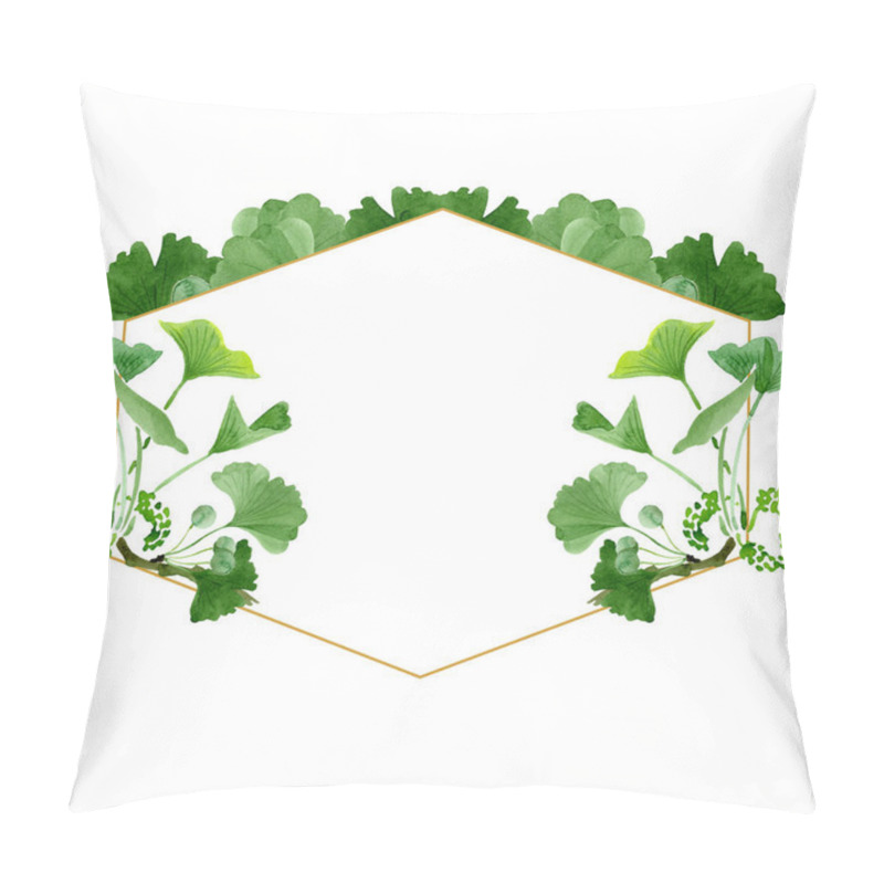 Personality  Beautiful green ginkgo biloba with leaves isolated on white. Watercolor background illustration. Watercolour drawing fashion aquarelle isolated on white. Frame border ornament. pillow covers