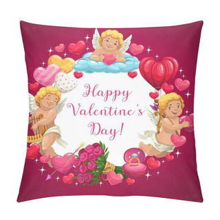 Personality  Valentine Day Hearts, Love Message And Flowers Pillow Covers