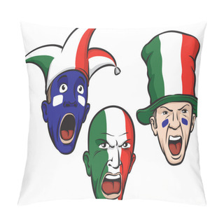 Personality  Vector Illustration Of Football Fans From Italy. Easy-edit Layered Vector EPS10 File Scalable To Any Size Without Quality Loss. High Resolution Raster JPG File Is Included. Pillow Covers