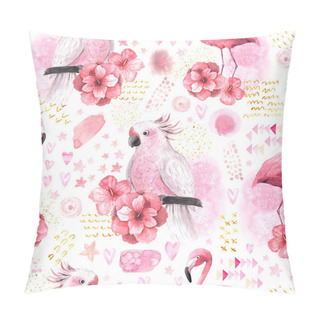 Personality  Watercolor Tropical Floral Seamless Pattern Pillow Covers