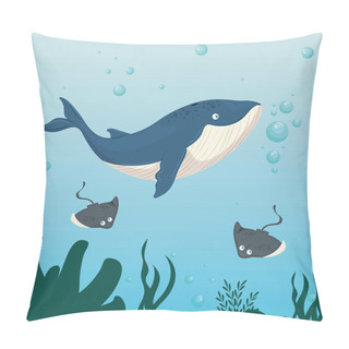 Personality  Xxx And Wild Marine Animals In Ocean, Sea World Dwellers, Cute Underwater Creatures, Undersea Fauna Of Tropic Pillow Covers