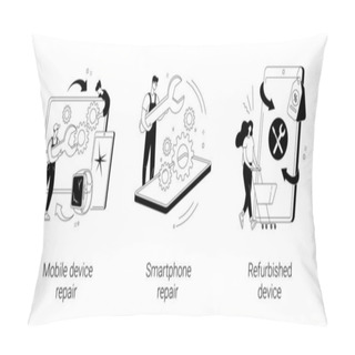 Personality  Broken Gadget Abstract Concept Vector Illustrations. Pillow Covers