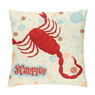 Personality  Astrological Zodiac Sign Scorpius. Part Of A Set Of Horoscope Signs. Vector Illustration. Pillow Covers