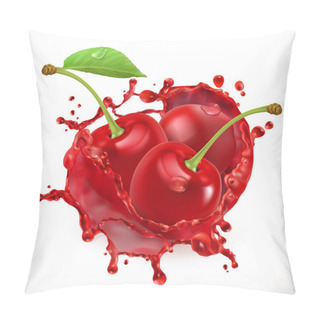 Personality  Three Cherries In Splash Of Juice Pillow Covers