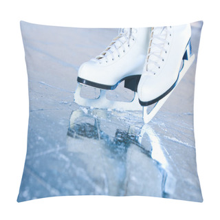Personality  Tilted Blue Version, Ice Skates With Reflection Pillow Covers