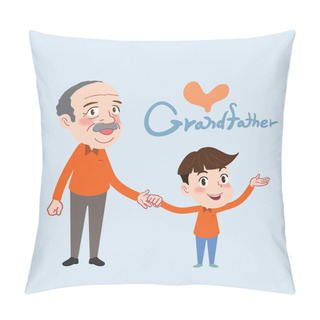 Personality  Drawing Flat Character Design Grand Father And Son Concept ,vector Illustration Pillow Covers