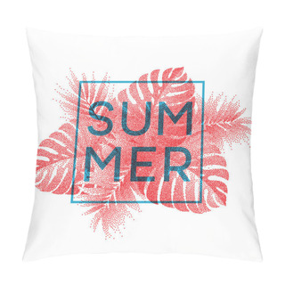 Personality  Tropical  Leaves Design. Stipple Illustration With Space For Text. Vector Illustration Pillow Covers