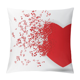 Personality  Happy Valentines Day Card With Heart, Music Notes. Vector Illus Pillow Covers