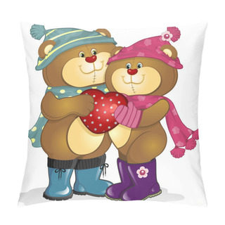 Personality  Bears In Love With Heart Pillow Covers