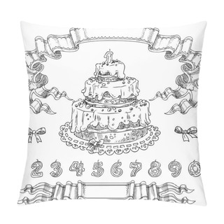 Personality  Graphic Drawing Birthday Cake And Decorative Design Elements Can Pillow Covers