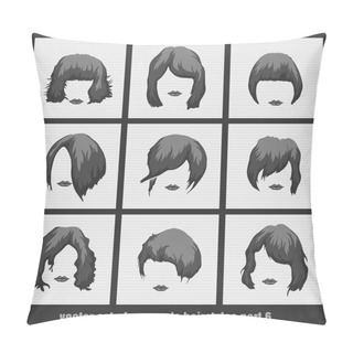 Personality  Vector Set Of Womens Hairstyles Pillow Covers