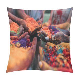 Personality  Colorful Holi Powder In Hands Pillow Covers