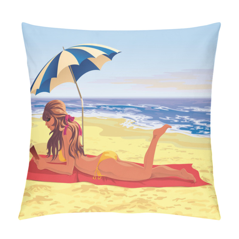 Personality  Girl On The Beach Pillow Covers