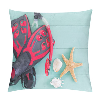 Personality  Pair Of Red And Black Flippers With Seashells Pillow Covers