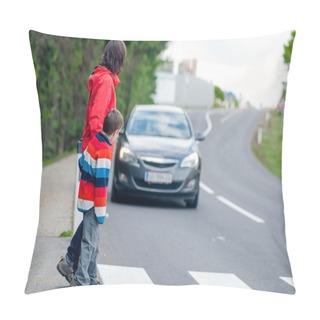 Personality  Car Stopped For Pedestrian Pillow Covers