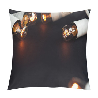 Personality  Garland Lights On Black Background Pillow Covers
