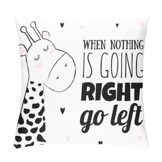 Personality  Vector Cartoon Sketch Giraffe Illustration Pillow Covers