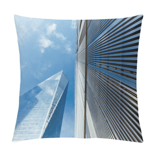 Personality  Bottom View Of Skyscrapers And Cloudy Sky, New York, Usa Pillow Covers