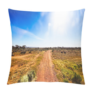 Personality  Gravel Road In Australian Outback In Bright Sunshine Pillow Covers