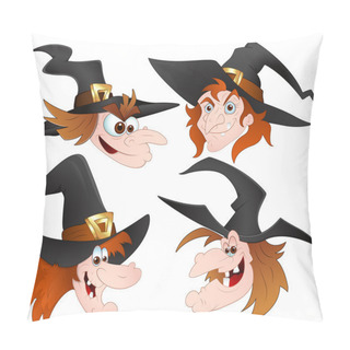 Personality  Cartoon Witch Faces Vectors Pillow Covers
